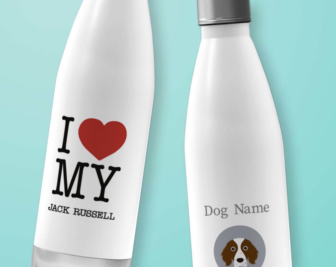 Two Insulated Metal Personalised Dog Water Bottles